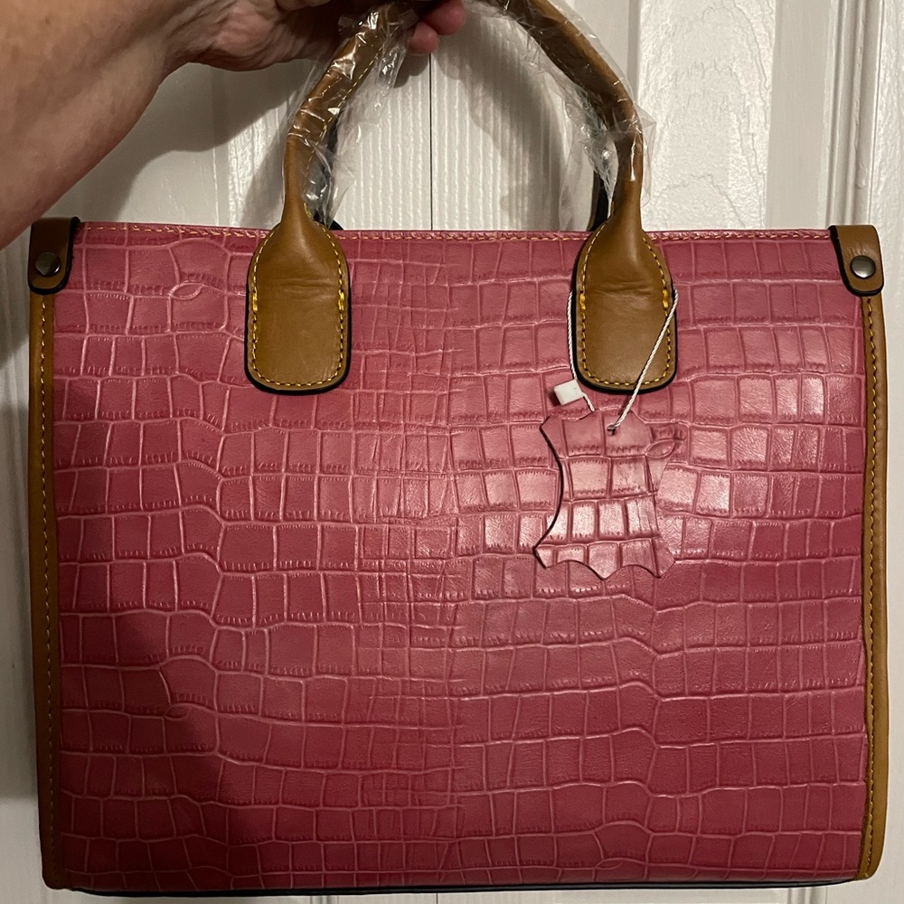 12. Salmon Color Leather Handbag - New